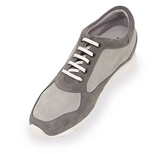 Zapatos de Hombre con Alzas Que Aumentan Altura hasta 7 cm. Fabricados en Piel. Modelo Matera Bicolor Gris 41