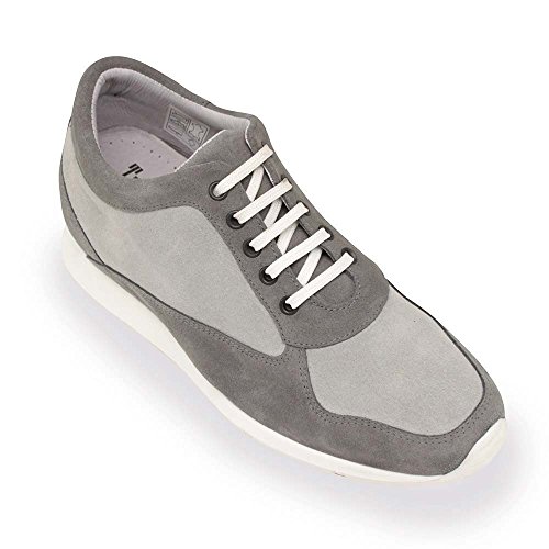 Zapatos de Hombre con Alzas Que Aumentan Altura hasta 7 cm. Fabricados en Piel. Modelo Matera Bicolor Gris 41