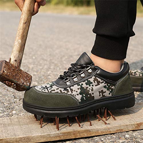 Zapatos de Seguridad Camuflaje Militar Hombre Zapatillas Personalidad Comodos Calzado de Trabajo y Deportiva con Puntera de Acero Prevención de Pinchazos Yvelands(41)