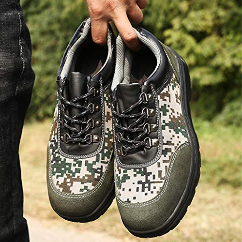 Zapatos de Seguridad Camuflaje Militar Hombre Zapatillas Personalidad Comodos Calzado de Trabajo y Deportiva con Puntera de Acero Prevención de Pinchazos Yvelands(41)