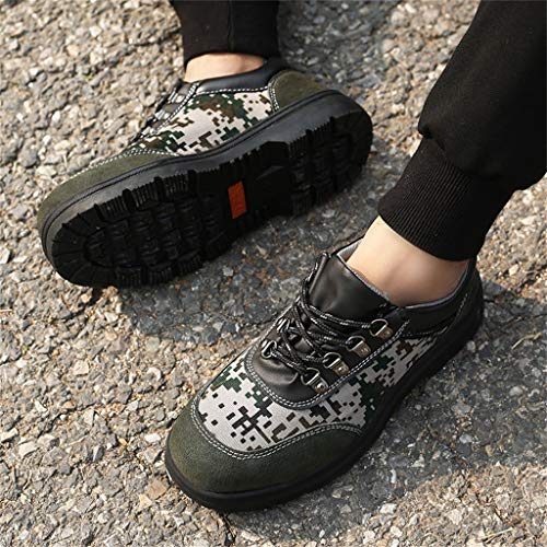 Zapatos de Seguridad Camuflaje Militar Hombre Zapatillas Personalidad Comodos Calzado de Trabajo y Deportiva con Puntera de Acero Prevención de Pinchazos Yvelands(41)
