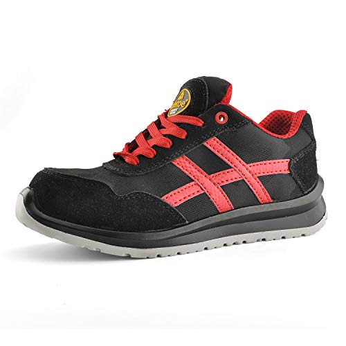 Zapatos de Seguridad Deportivos Ultra-Ligeros - SAFETOE 7329 Calzado de Seguridad Hombre Trabaja con Tus Pies Bien Protegidos (Talla 42, Negro)