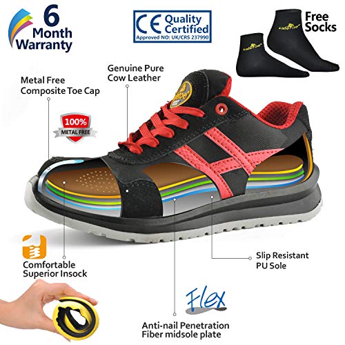 Zapatos de Seguridad Deportivos Ultra-Ligeros - SAFETOE 7329 Calzado de Seguridad Hombre Trabaja con Tus Pies Bien Protegidos (Talla 42, Negro)