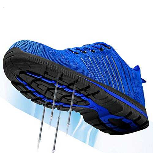 Zapatos de Seguridad para Hombre con Puntera de Acero Zapatillas de Seguridad Trabajo Calzado de Industrial y Deportiva Ligeros Comodos Transpirable Antideslizante(Azul,39)