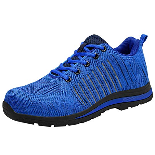 Zapatos de Seguridad para Hombre con Puntera de Acero Zapatillas de Seguridad Trabajo Calzado de Industrial y Deportiva Ligeros Comodos Transpirable Antideslizante(Azul,39)