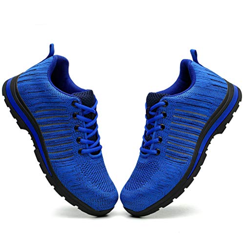 Zapatos de Seguridad para Hombre con Puntera de Acero Zapatillas de Seguridad Trabajo Calzado de Industrial y Deportiva Ligeros Comodos Transpirable Antideslizante(Azul,39)