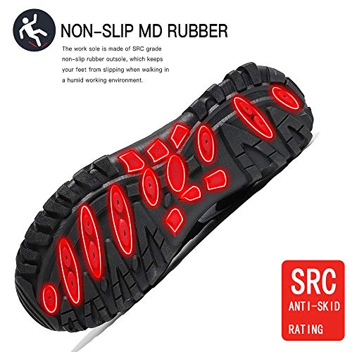 Zapatos de Seguridad para Hombre con Puntera de Acero Zapatillas de Seguridad Trabajo, Calzado de Industrial y Deportiva(A Negro,42 EU)