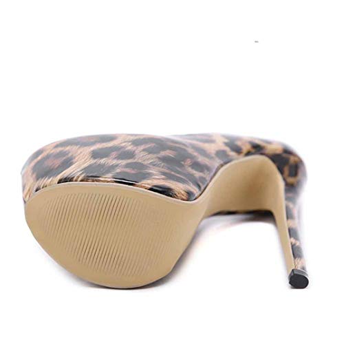 Zapatos de tacón Alto con Punta Redonda para Mujer, Zapatos de Vestir de tacón Fino, Zapatos Sexis de Leopardo de Moda para Primavera y otoño, Tacones de Aguja para Fiesta de Boda