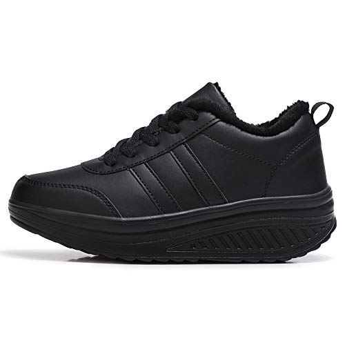 Zapatos Deporte Mujer Nieve Zapatillas de Deportivos Zapatos para Caminar Gimnasia Ligero Sneakers Invierno Plataforma Botas de Botines 37.5EU = Fabricante:38 Negro Q