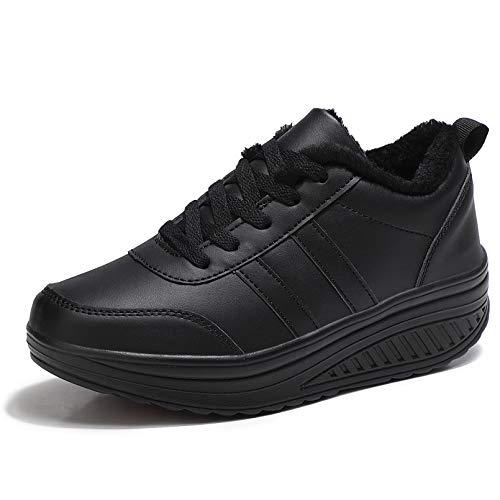 Zapatos Deporte Mujer Nieve Zapatillas de Deportivos Zapatos para Caminar Gimnasia Ligero Sneakers Invierno Plataforma Botas de Botines 37.5EU = Fabricante:38 Negro Q