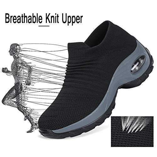 Zapatos Deporte Mujer Zapatillas Deportivas Correr Mesh Calzado de Caminar Trabajo Bambas Running Negro1, Gr.35 EU