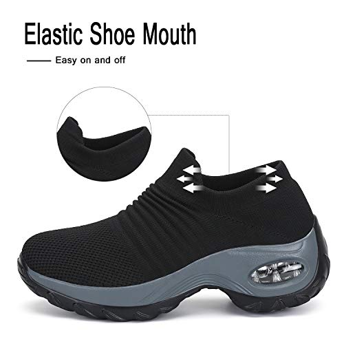 Zapatos Deporte Mujer Zapatillas Deportivas Correr Mesh Calzado de Caminar Trabajo Bambas Running Negro1, Gr.35 EU