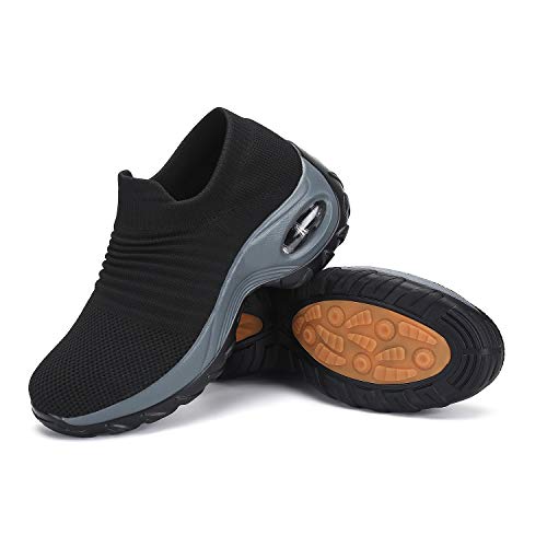 Zapatos Deporte Mujer Zapatillas Deportivas Correr Mesh Calzado de Caminar Trabajo Bambas Running Negro1, Gr.35 EU