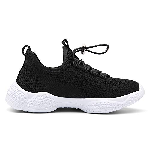 Zapatos Deportivos Infantil Zapatillas Running Niño Sneakers Gimnasia Al Aire Muchachas Calzado Atletismo Ligero Respirable Niña Unisex Negro 36
