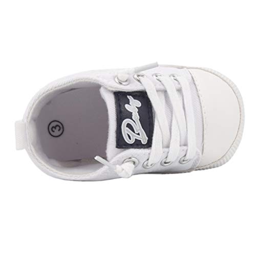 Zapatos para bebé Auxma La Zapatilla de Deporte Antideslizante del Zapato de Lona de la Zapatilla de Deporte para 3-6 6-12 12-18 M (6-12 M, Blanco)