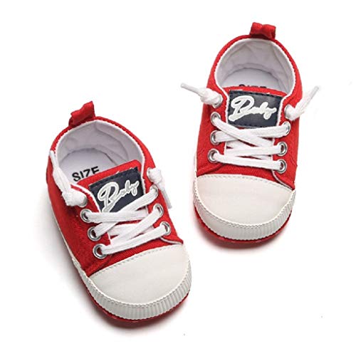 Zapatos para bebé Auxma La Zapatilla de Deporte Antideslizante del Zapato de Lona de la Zapatilla de Deporte para 3-6 6-12 12-18 M (6-12 M, Rojo)