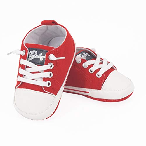 Zapatos para bebé Auxma La Zapatilla de Deporte Antideslizante del Zapato de Lona de la Zapatilla de Deporte para 3-6 6-12 12-18 M (6-12 M, Rojo)