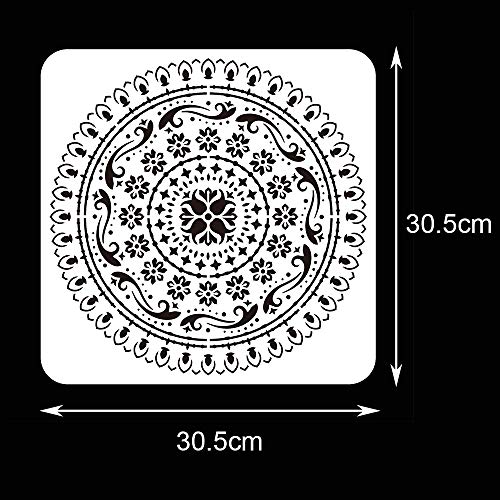 Zasiene Plantilla de Mandala 6 Piezas Stencil Mandala Plantilla Mandala Plantillas Diseño de Mandala para DIY Grabado Pintar Manualidades Arte De Pared Stencils,30.5x30.5cm