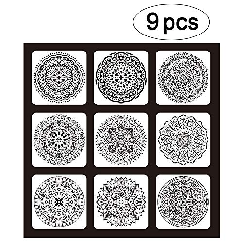 Zasiene Plantilla de Mandala 6 Piezas Stencil Mandala Plantilla Mandala Plantillas Diseño de Mandala para DIY Grabado Pintar Manualidades Arte De Pared Stencils,30.5x30.5cm