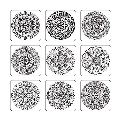 Zasiene Plantilla de Mandala 6 Piezas Stencil Mandala Plantilla Mandala Plantillas Diseño de Mandala para DIY Grabado Pintar Manualidades Arte De Pared Stencils,30.5x30.5cm
