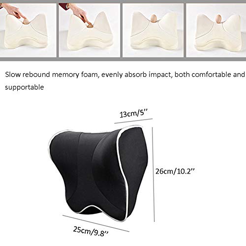 ZATOOTO Reposacabezas Coche - Cojines para Conductores, Cojin Asiento Coche Espuma de Memoria para Adulto y niño, Negro