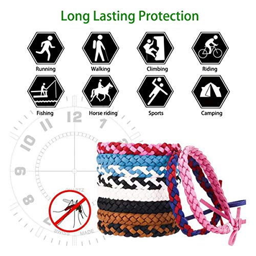 ZCOINS - Pulsera Repelente de Mosquitos, 18 Unidades, sin DEET, antiinsectos, Impermeable, para Exteriores, con Repelente de Insectos, de Piel, Ajustable