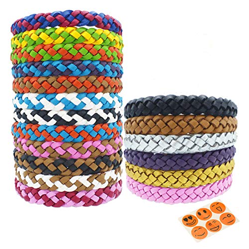 ZCOINS - Pulsera Repelente de Mosquitos, 18 Unidades, sin DEET, antiinsectos, Impermeable, para Exteriores, con Repelente de Insectos, de Piel, Ajustable