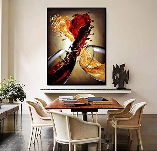 ZDFDC Lienzo Arte de la Pared Pintura Vino Tinto Amor Carteles e Impresiones Cuadro para Bar Cocina Restaurante Decoración del pasillo-60x90cmx1_sin Marco