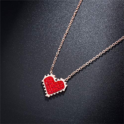 ZDHWM Colgante Pareja Mujer Joyas,Collar De Titanio, Acero, Oro Rosa, Tendencia Dorada, Rojo, Amor, Moda, Clavícula Salvaje, Collar De Cadena, Corazón