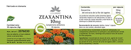 Zeaxantina 10mg – de 50mg de extracto de flor de Tagetes erecta – 30 cápsulas