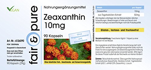Zeaxantina 10mg - Natural - de Flor de Cempasúchil - Vegana - 90 Cápsulas