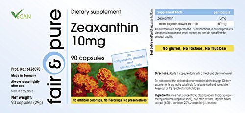 Zeaxantina 10mg - Natural - de Flor de Cempasúchil - Vegana - 90 Cápsulas