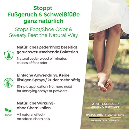 Zederna 3 pares plantillas de madera de cedro, para pies sudorosos, olor de pies/calzado. 100% natural y antibactariano. Eficaz contra hongos en pies y uñas. Plantillas frescas/uso sin calcetines 43