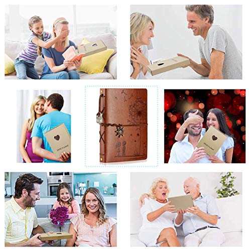 ZEEYUAN Álbum de Recortes, Love Grande Scrap Book Album Fotos Cuero Diente de león Libro autoadhesivos Familia Navidad Especial Día San Valentín Regalos día Madre Aniversario(marrón L)