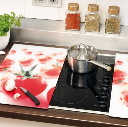 Zeller 26270 - Tabla para cortar de cristal, tomate, 52 x 30 cm, 2 unidades