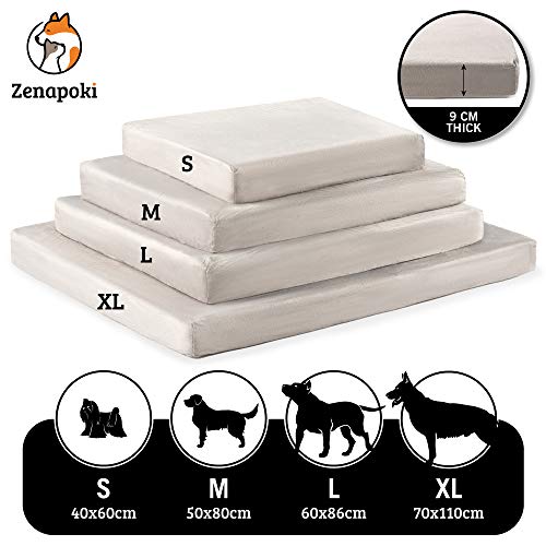 ZENAPOKI Cama para Perros Ortopédica M - Cojines para Perros Espuma con Memoria - Cesta Perro Gel Regulador de Temperatura - Manta Removible Resistente al Agua Lavable en Lavadora