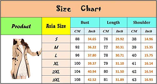 Zengbang Mujer Chaquetas Casuales de Doble Botonadura Manga Larga Abrigo de Gabardina con Cinturón (Caqui#1, Asia 3XL)