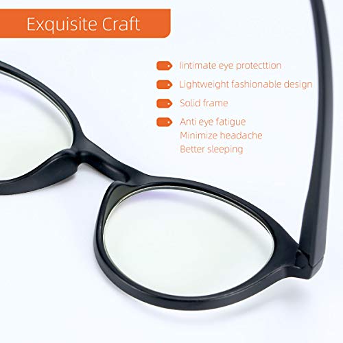 ZENOTTIC Gafas de Lectura de Bloqueo de Luz Azul Lentes Antirreflejos Gafas Retro de Ligero Marco Redondo para Hombres y Mujeres (NEGRO, 0.00x)