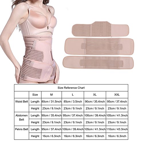 Zerodis 3-en-1 Venda del Vientre Postnatal, Correa del Vientre posparto del Soporte de la Correa de la Cintura Abdominal Poste recuperación del Embarazo Que Adelgaza la Faja del Cuerpo(M)