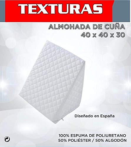 ZETA TEX - Cojín con Forma de Cuña para Cama y Sofá, Sujeción de Espalda Almohada de Lectura 40 x 30 x 48 cm Texturas Home