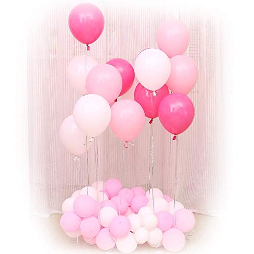 Zezeze Decoración del Hogar,Halloween Variedad De Globos De Látex Que Combinan con El Color Rosa 6 + Blanco 5 + Tierno 5: Enviar Cinta