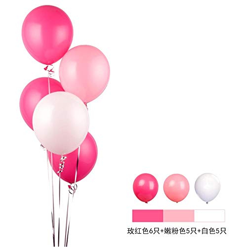 Zezeze Decoración del Hogar,Halloween Variedad De Globos De Látex Que Combinan con El Color Rosa 6 + Blanco 5 + Tierno 5: Enviar Cinta
