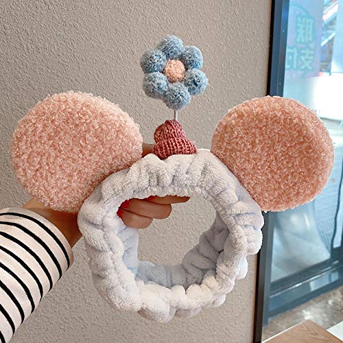 ZGHBJ Accesorios para El Cabello Flores Tridimensionales Súper Lindas En Primavera, Lávese La Cara, Venda para El Cabello, Venda Linda Diadema, Maquillaje, Felpa, Niña, Diadema-3# Orejas Grises
