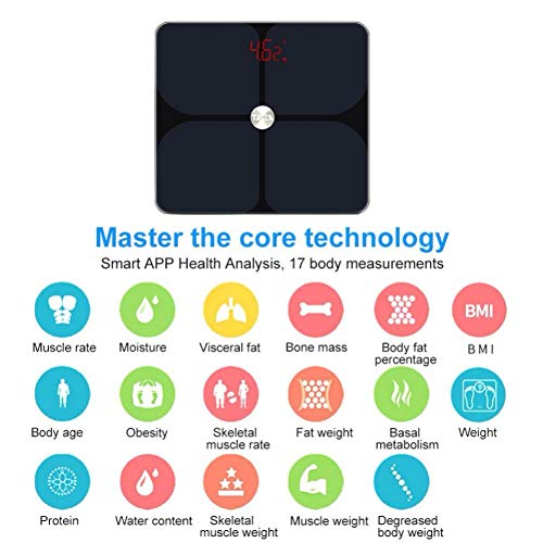 ZHAJIAN Escala de Grasa Corporal Suelo Científico Inteligente electrónico Led Digital Pesos Balanza Balanza Bluetooth
