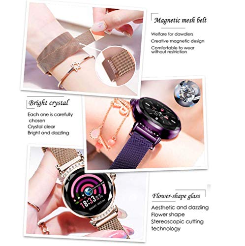 zhangjuana H2 Fitness Tracker Smart Pulsera con Herzfrequenzmesser Blutdruck-Schlafmonitor IP67 estanco Farbbildschirm Smartwatch para Las Mujeres, Oro Rosa, 18