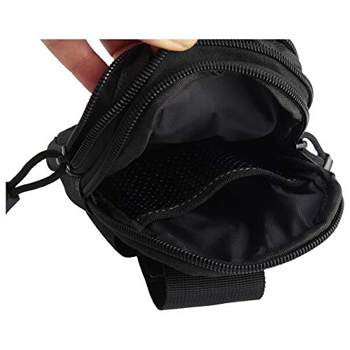 ZhaoCo Bolsa Compacta MOLLE EDC de Táctico, Bolsa de Cintura 1000D Nylon, Riñoneras para Herramientas Pequeñas de Multiusos Teléfono Móvil al Aire Libre Deportes Senderismo Camping (Negro)