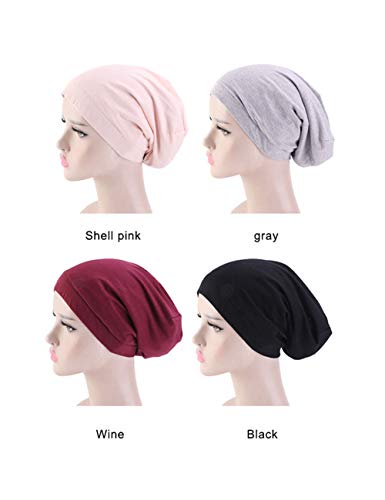 Zhhlaixing 2 Piezas de Gorro de Dormir Slouch Beanie Forro de Satén Sombrero para para Mujeres Hombre Adecuado para Gorras de Maquillaje Cáncer Quimioterapia Pérdida de Cabello