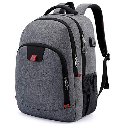 zhi wei Mochila para Portátiles Mochila Antirrobo Mochila para Ordenador Portáti Mochila Portatil Hombre 17.3 Pulgada Impermeable USB para Negocio, Viaje, Escuela Gris