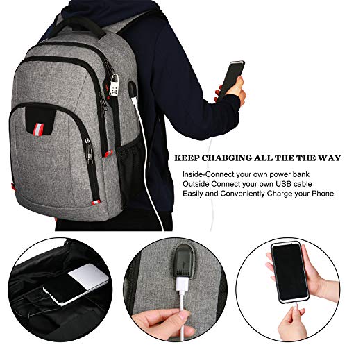 zhi wei Mochila Portatil 15.6 Pulgadas Mochila Hombre,Mochila Antirrobo Impermeable con Puerto de Carga USB,Mochila Backpack para el Laptop para Ordenador del Negocio Trabajo Diario Viaje-Gris