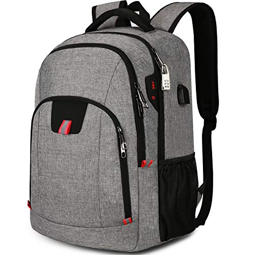 zhi wei Mochila Portatil 15.6 Pulgadas Mochila Hombre,Mochila Antirrobo Impermeable con Puerto de Carga USB,Mochila Backpack para el Laptop para Ordenador del Negocio Trabajo Diario Viaje-Gris